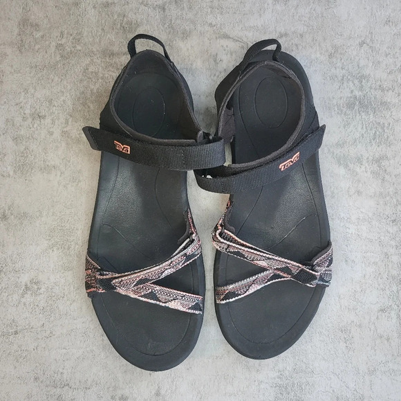 Teva Verra Slides Walking Sandals in Black Salmon - Picture 5 of 10